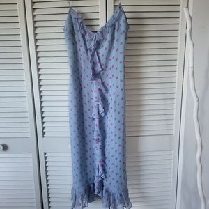 Lt. Blue Dress w/Fuscia Polka Dots- Helen Wang New York